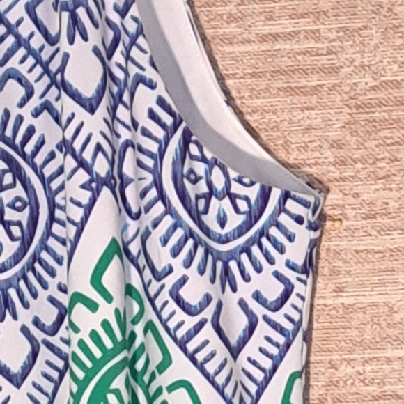 New Directions Asymmetrical Dress - Blue, Green, Purple Size 14 - Picture 5 of 6